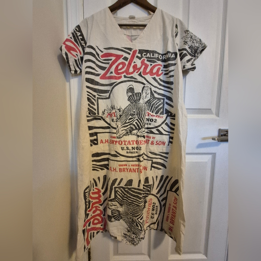 Junk Vintage Sack Dress One Size Zebra Potatosack